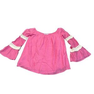 VAVA pink off the shoulder bell sleeve blouse